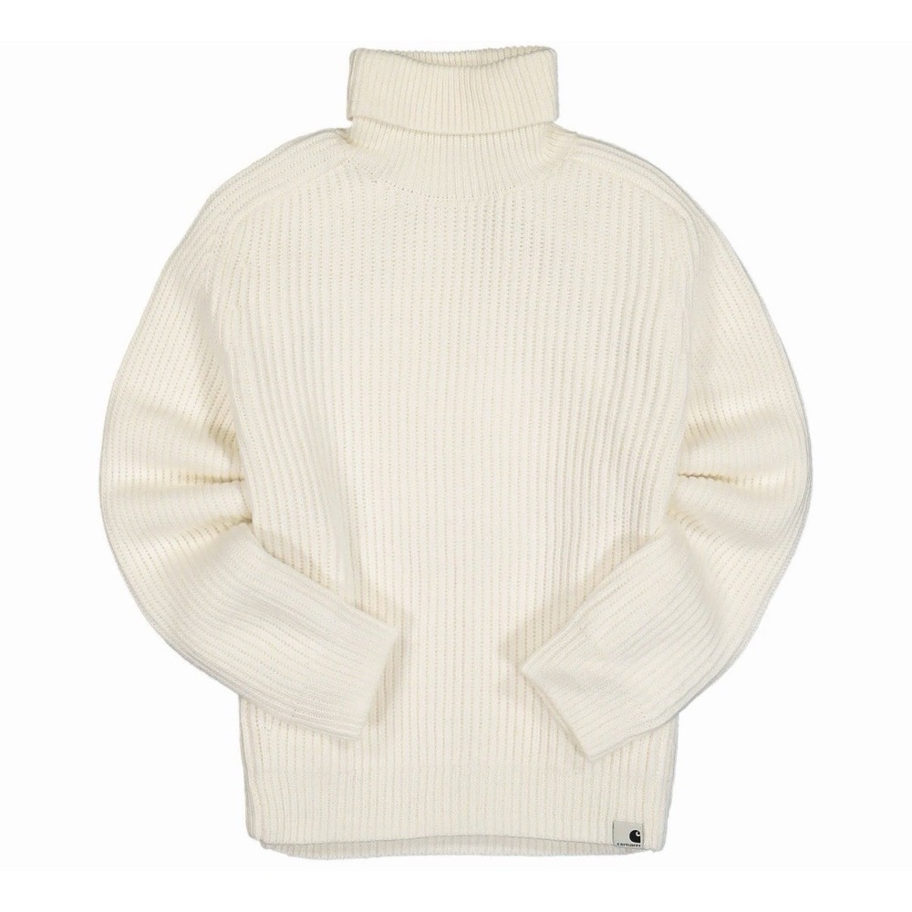 Carhartt WIP‎ Mia Sweater Women's XS Cream Ribbed Turtleneck Knit Relaxed